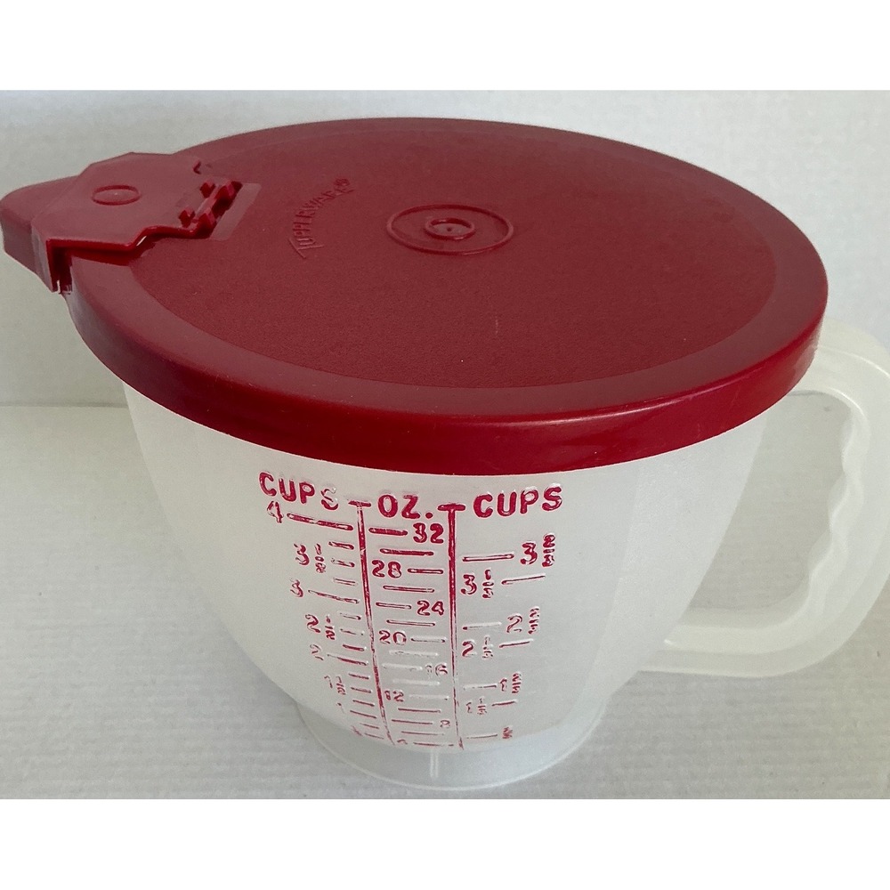 Tupperware Vintage Mix-N-Stor Measuring Pitcher 8 Cup 2 Quart Red Lid 1288-2